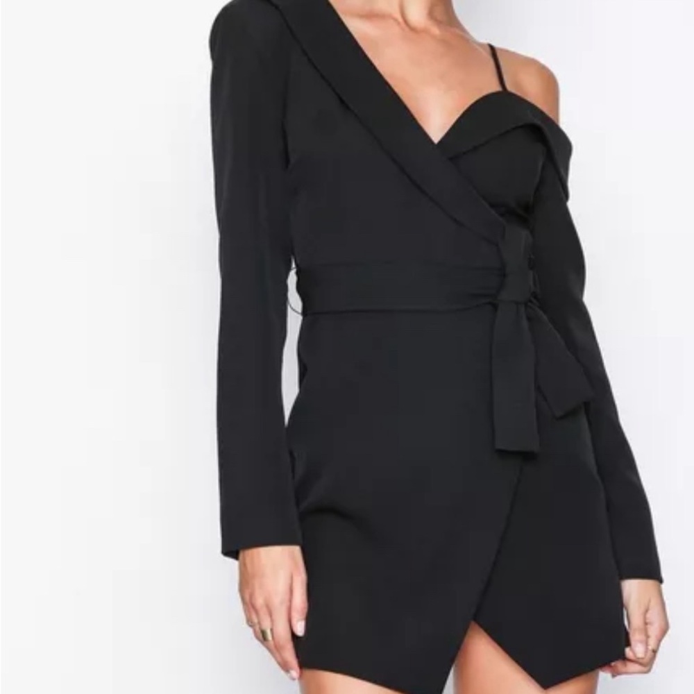 Peace & love one shoulder tuxedo dress